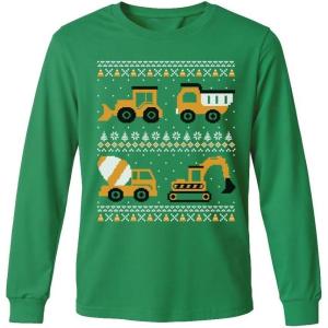 imageTstars Merry Swishmas Boys Basketball Shirt  Funny Ugly Christmas Sweater Style Youth Long Sleeve Holiday TeeConstruciton  Green