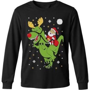 imageTstars Merry Swishmas Boys Basketball Shirt  Funny Ugly Christmas Sweater Style Youth Long Sleeve Holiday TeeRiding  Black