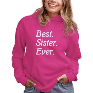 imageTstars Worlds Okayest Sister Hoodie  Funny Gift Sweatshirt for Teen Girls ampamp Women for Birthday or HolidayBest Ever  Pink
