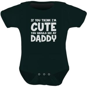 imageTstars If You Think Im Cute You Should See My Daddy  Unisex Baby BodysuitBlack