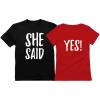 imageTstars She Said Yes   Engagement Wedding Matching Valentines Day TShirt for CouplesMen Black  Women Red