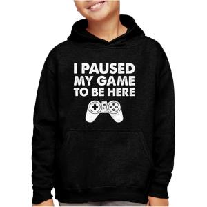 imageTstars Funny Kids Gaming Apparel Hoodie Gifts for Gamers I Paused My Game to Be Here HoodiesYouth  Black