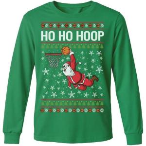 imageTstars Merry Swishmas Basketball Shirt  Funny Ugly Christmas Sweater Style Kids Long Sleeve Festive Holiday TeeHoop  Green