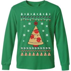 imageTstars Merry Swishmas Basketball Shirt  Funny Ugly Christmas Sweater Style Kids Long Sleeve Festive Holiday TeePizza  Green