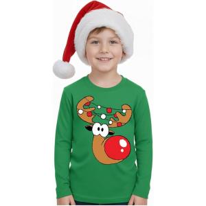imageTstars Merry Swishmas Basketball Shirt  Funny Ugly Christmas Sweater Style Kids Long Sleeve Festive Holiday TeeRed Nose  Green