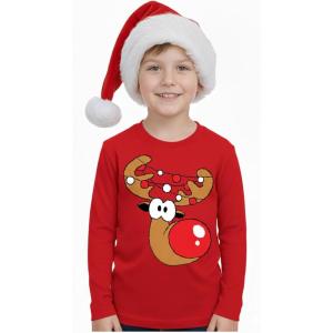 imageTstars Merry Swishmas Basketball Shirt  Funny Ugly Christmas Sweater Style Kids Long Sleeve Festive Holiday TeeRed Nose  Red