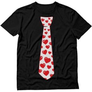 imageTstars Red Hearts Tie for Valentines Day Love Mens TShirtBlack