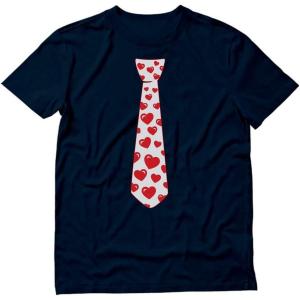 imageTstars Red Hearts Tie for Valentines Day Love Mens TShirtNavy