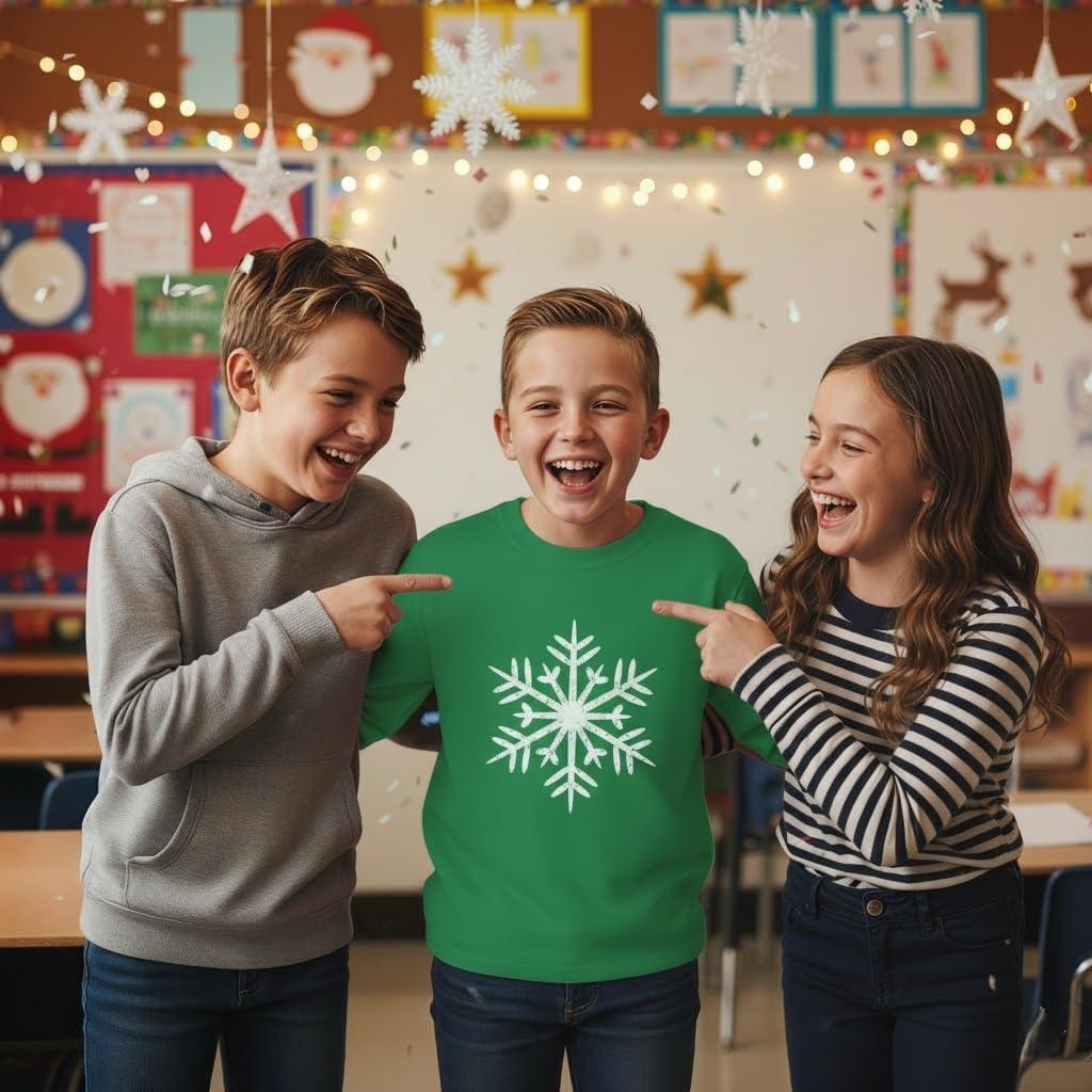 imageTstars Merry Swishmas Basketball Shirt  Funny Ugly Christmas Sweater Style Kids Long Sleeve Festive Holiday TeeSnowflake  Green