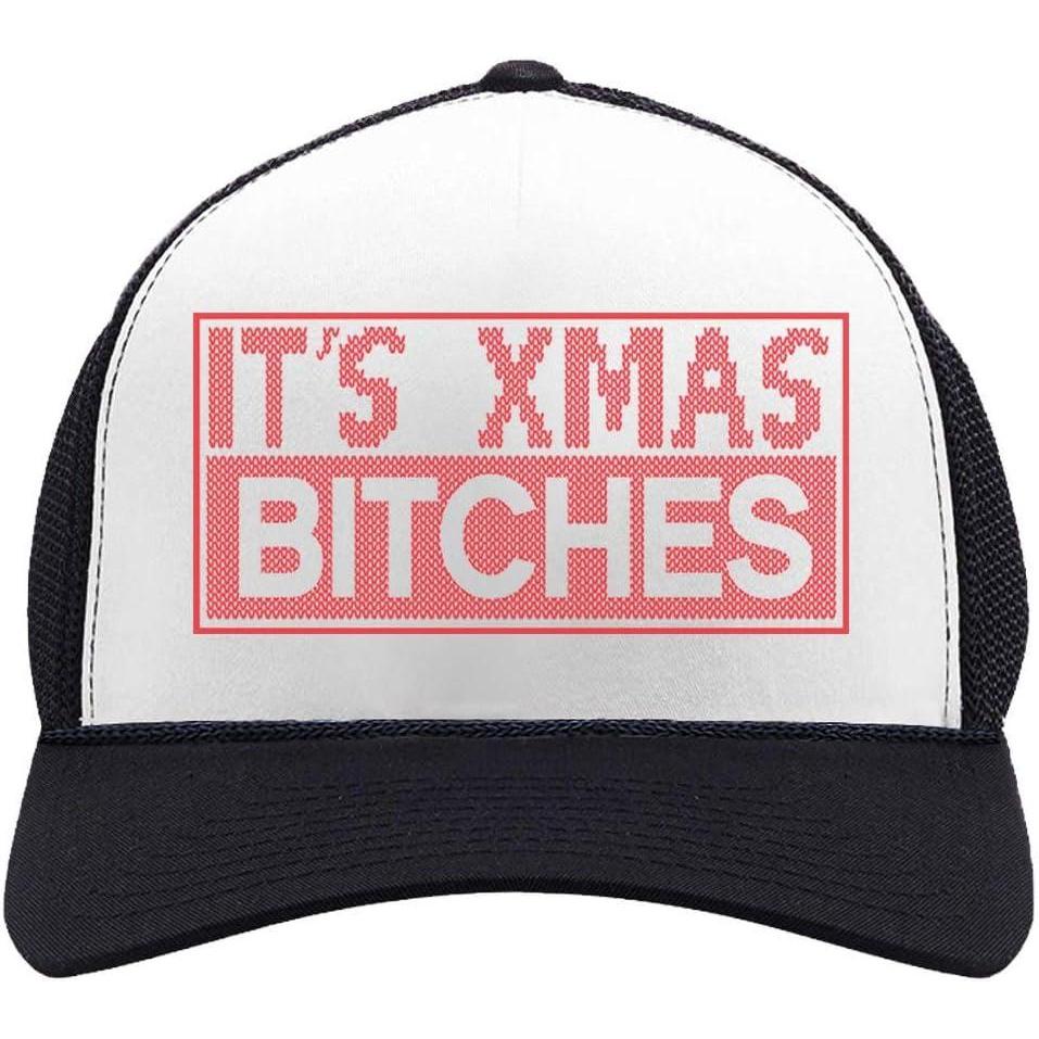 imageTstars Its Xmas Bitches Funny Holiday Ugly Christmas Party Trucker Hat Mesh CapBlackWhite