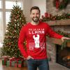 imageTstars Mele Kalikimaka Hawaiian Santa Shirt for Men  Funny Ugly Sweater Style Long Sleeve Christmas Holiday TeeLlama  Red