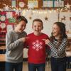 imageTstars Merry Swishmas Basketball Shirt  Funny Ugly Christmas Sweater Style Kids Long Sleeve Festive Holiday TeeSnowflake  Red