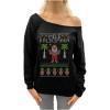 imageTstars Mele Kalikimaka Hawaiian Santa Ugly Christmas Off Shoulder SweatshirtBlack