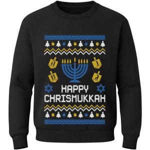 imageTstars Chrismukkah Sweater for Men  Funny Jewish Ugly Hanukkah Christmas Holiday Sweatshirt with Star DesignBlack