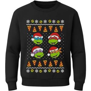 imageTstars Kids Pizza Tree Ugly Christmas Sweatshirt  Funny Holiday Pullover for Youth Boys and GirlsTmnt  Black