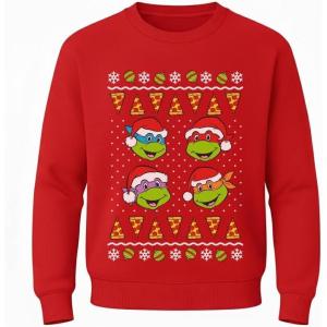imageTstars Kids Pizza Tree Ugly Christmas Sweatshirt  Funny Holiday Pullover for Youth Boys and GirlsTmnt  Red