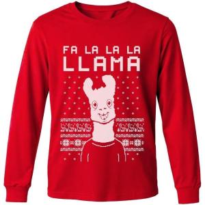 imageTstars Mele Kalikimaka Hawaiian Santa Shirt for Men  Funny Ugly Sweater Style Long Sleeve Christmas Holiday TeeLlama  Red