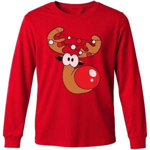 imageTstars Mele Kalikimaka Hawaiian Santa Shirt for Men  Funny Ugly Sweater Style Long Sleeve Christmas Holiday TeeReindeer  Red