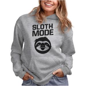 imageTstars Sloth Mode Hoodie for Women and Teen Girls  Lazy Day Pullover Gift for Animal LoversSloth  Gray