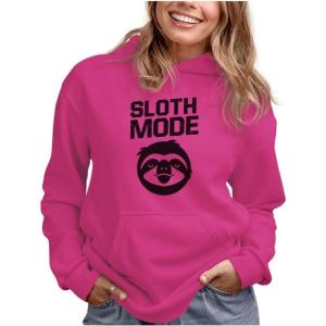 imageTstars Sloth Mode Hoodie for Women and Teen Girls  Lazy Day Pullover Gift for Animal LoversSloth  Pink