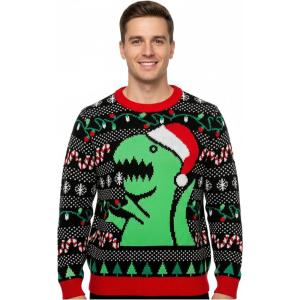 imageSanta Sports Ugly Christmas Sweater for Men Basketball Hockey Golf Funny Holiday Knit Pullover Festive Winter StyleDino  Multicolor