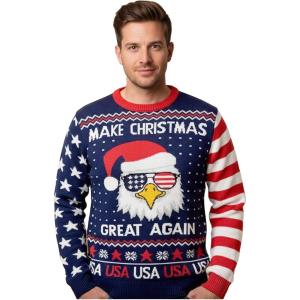 imageSanta Sports Ugly Christmas Sweater for Men Basketball Hockey Golf Funny Holiday Knit Pullover Festive Winter StyleGreat Again  Multicolor
