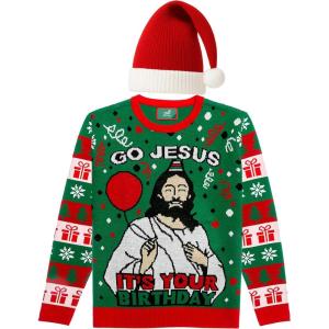 imageSanta Sports Ugly Christmas Sweater for Men Basketball Hockey Golf Funny Holiday Knit Pullover Festive Winter StyleJ Sweater  Hat