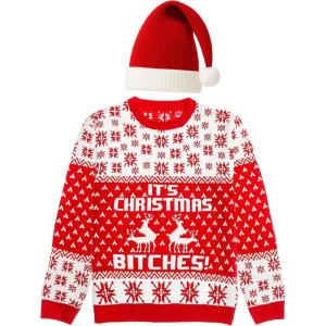imageSanta Sports Ugly Christmas Sweater for Men Basketball Hockey Golf Funny Holiday Knit Pullover Festive Winter StyleNaughty Sweater  Hat