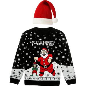 imageSanta Sports Ugly Christmas Sweater for Men Basketball Hockey Golf Funny Holiday Knit Pullover Festive Winter StyleTouch Sweater  Hat