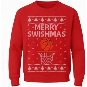 imageTstars Merry Swishmas Basketball Sweatshirt for Kids  Youth Ugly Christmas Sweater Style PulloverSwishmas  Red