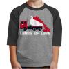 imageTstars Truck with Hearts Loads of Love Boys Valentines Day Shirt Dabbing Heart Toddler Kids Raglan 34 Sleeve TShirtTruck  Dark Gray