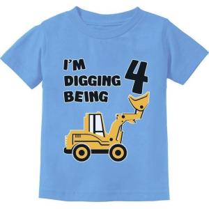 imageTstars Im Digging Being 4 Shirt  Fun 4th Birthday Construction Tee for Toddler Boys and KidsCalifornia Blue A