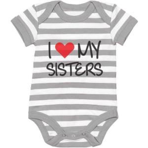 image:imageTstars I Love My Sisters Siblings Outfits Sibling Baby Boy Girl Infant BodysuitGrayWhite