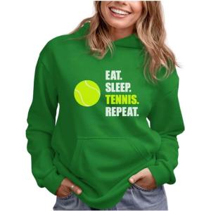 image:imageTstars Tennis Gifts Women Teen Girls Player Sport Eat Sleep Repeat Sweatshirt HoodieGreen