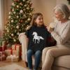 image:imageTstars Horse Shirt for Girls  Horseback Riding Kids Tee with Horseshoe Print  Gift for Equestrian Fans and Young RidersBlack