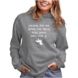 image:imageTstars  Help Me Back On My Horse Funny Gift Women HoodieGray