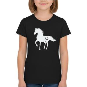 image:imageTstars Horse Shirt for Girls  Horseback Riding Kids Tee with Horseshoe Print  Gift for Equestrian Fans and Young RidersBlack