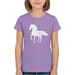 image:imageTstars Horse Shirt for Girls  Horseback Riding Kids Tee with Horseshoe Print  Gift for Equestrian Fans and Young RidersLavender