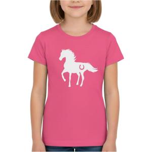 image:imageTstars Horse Shirt for Girls  Horseback Riding Kids Tee with Horseshoe Print  Gift for Equestrian Fans and Young RidersWow Pink