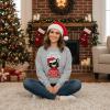 image:imageTstars Christmas Sweatshirt for Women amp Teen Girls  Santa Claws Cat Flamingo  Xmas Holiday PulloverClaws  Gray