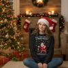image:imageTstars Christmas Sweatshirt for Women amp Teen Girls  Santa Claws Cat Flamingo  Xmas Holiday PulloverTouch My  Black