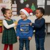 image:imageTstars Dabbing Santa Kids Christmas Sweatshirt  Funny Ugly Holiday Sweater Style Pullover for Boys amp YouthConstruction  Blue