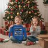 image:imageTstars Dabbing Santa Kids Christmas Sweatshirt  Funny Ugly Holiday Sweater Style Pullover for Boys amp YouthConstruction  Blue