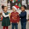 image:imageTstars Dabbing Santa Kids Christmas Sweatshirt  Funny Ugly Holiday Sweater Style Pullover for Boys amp YouthConstruction  Red