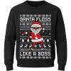 image:imageTstars Dabbing Santa Kids Christmas Sweatshirt  Funny Ugly Holiday Sweater Style Pullover for Boys amp YouthFloss  Black