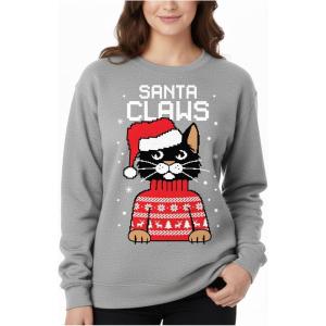image:imageTstars Christmas Sweatshirt for Women amp Teen Girls  Santa Claws Cat Flamingo  Xmas Holiday PulloverClaws  Gray