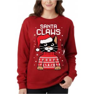 image:imageTstars Christmas Sweatshirt for Women amp Teen Girls  Santa Claws Cat Flamingo  Xmas Holiday PulloverClaws  Red