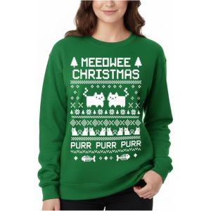 image:imageTstars Christmas Sweatshirt for Women amp Teen Girls  Santa Claws Cat Flamingo  Xmas Holiday PulloverMeowee  Green