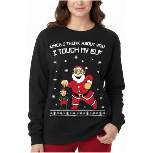 image:imageTstars Christmas Sweatshirt for Women amp Teen Girls  Santa Claws Cat Flamingo  Xmas Holiday PulloverTouch My  Black