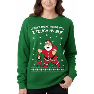 image:imageTstars Christmas Sweatshirt for Women amp Teen Girls  Santa Claws Cat Flamingo  Xmas Holiday PulloverTouch My  Green